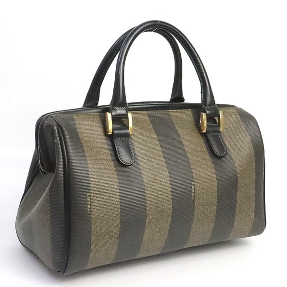 Fendi Pequin Boston Bag Leather Black - Picture 3 of 9